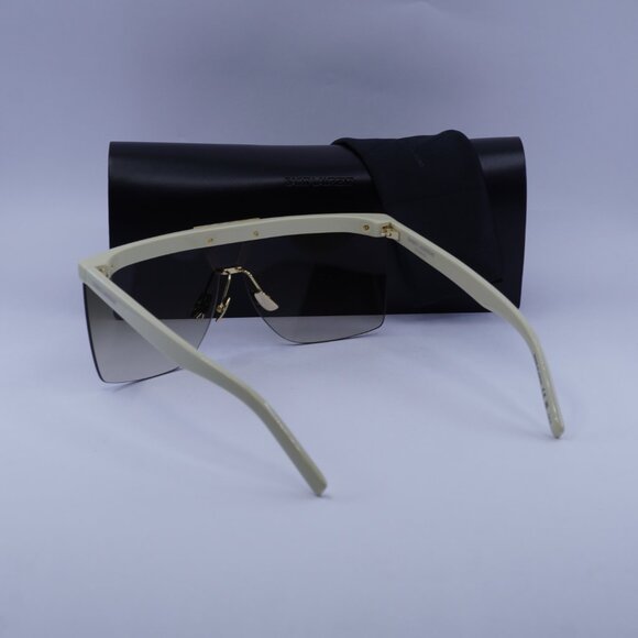 Saint Laurent SL537 PALACE 002 Shield Sunglasses - Ivory/Brown - Picture 4 of 13